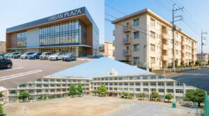 商業施設、集合住宅、学校など用途の異なる建物の外観イメージ